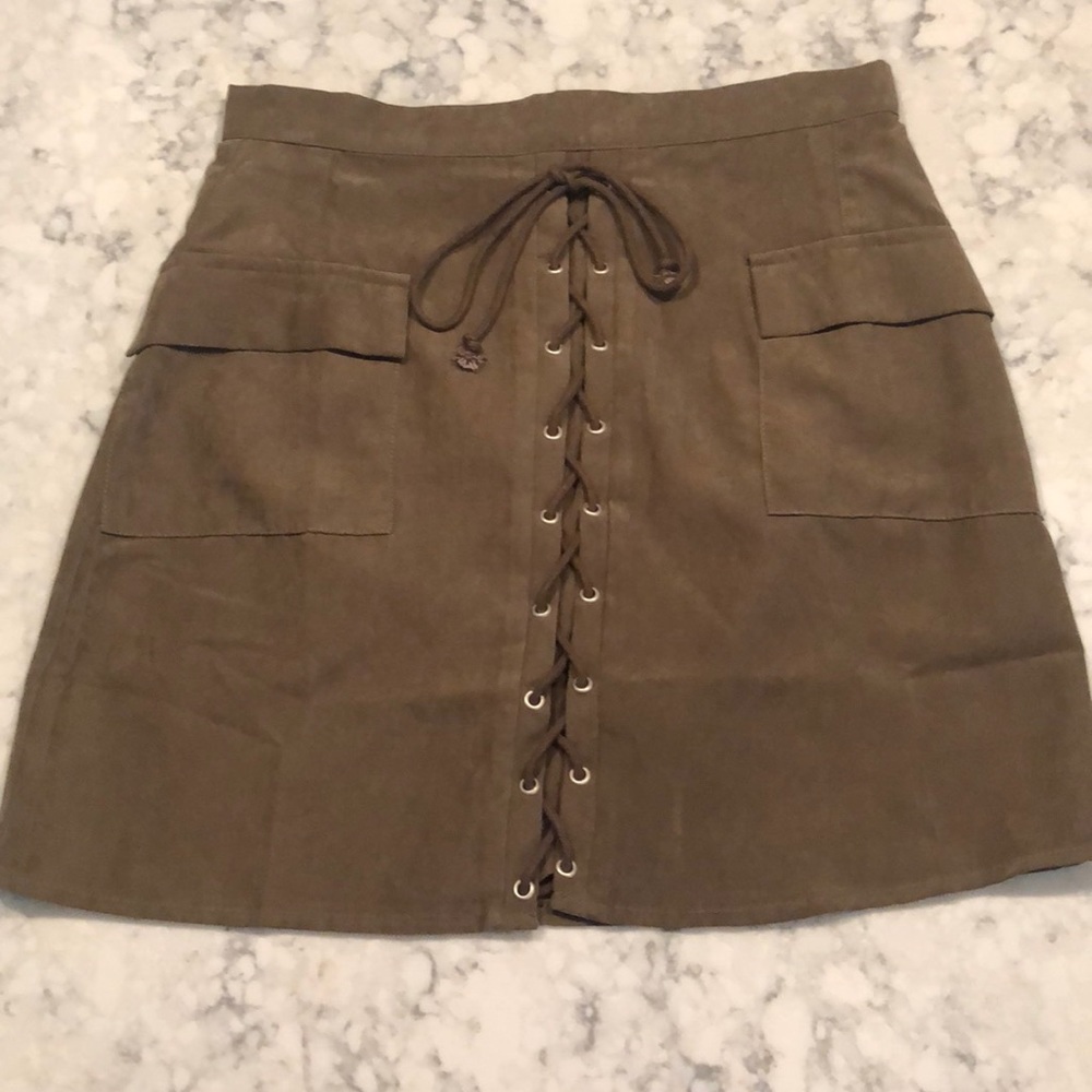 Lace-up High Waisted Mini Skirt